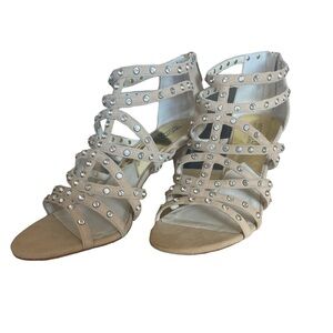 Michael Kors Suede Maddie Jeweled T-Strap Sandal